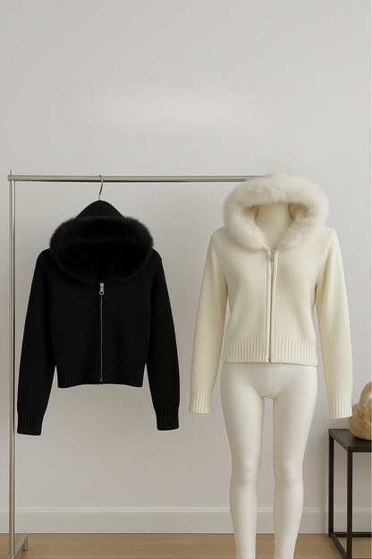 SORA – STRICKJACKE MIT KUNSTFELLKRAGEN